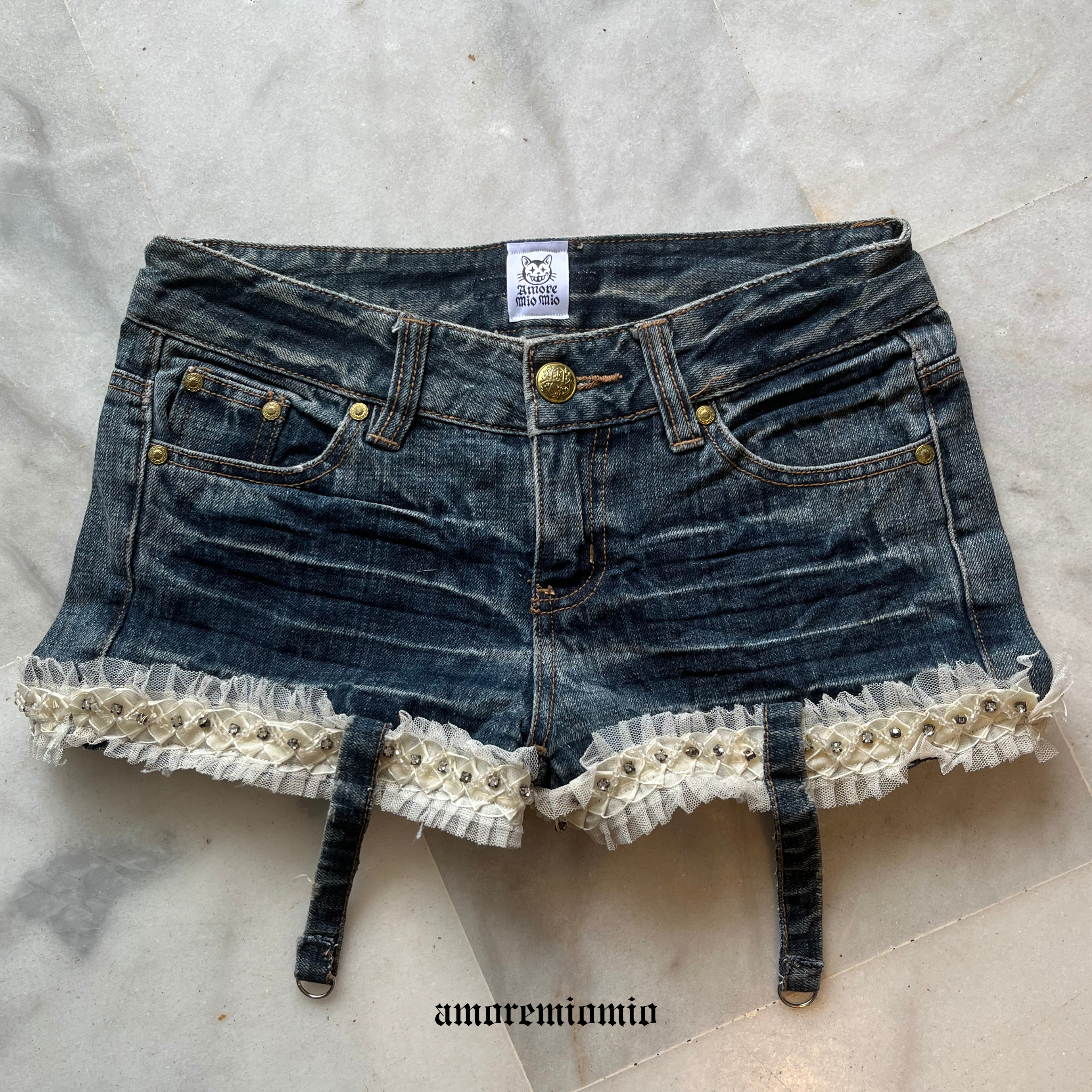 Mini Shorts with Lace & Garter Straps