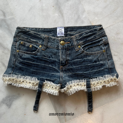 Mini Shorts with Lace & Garter Straps
