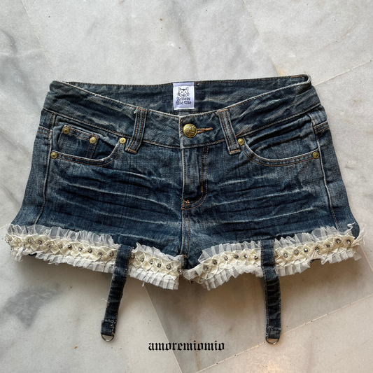 Mini Shorts with Lace & Garter Straps